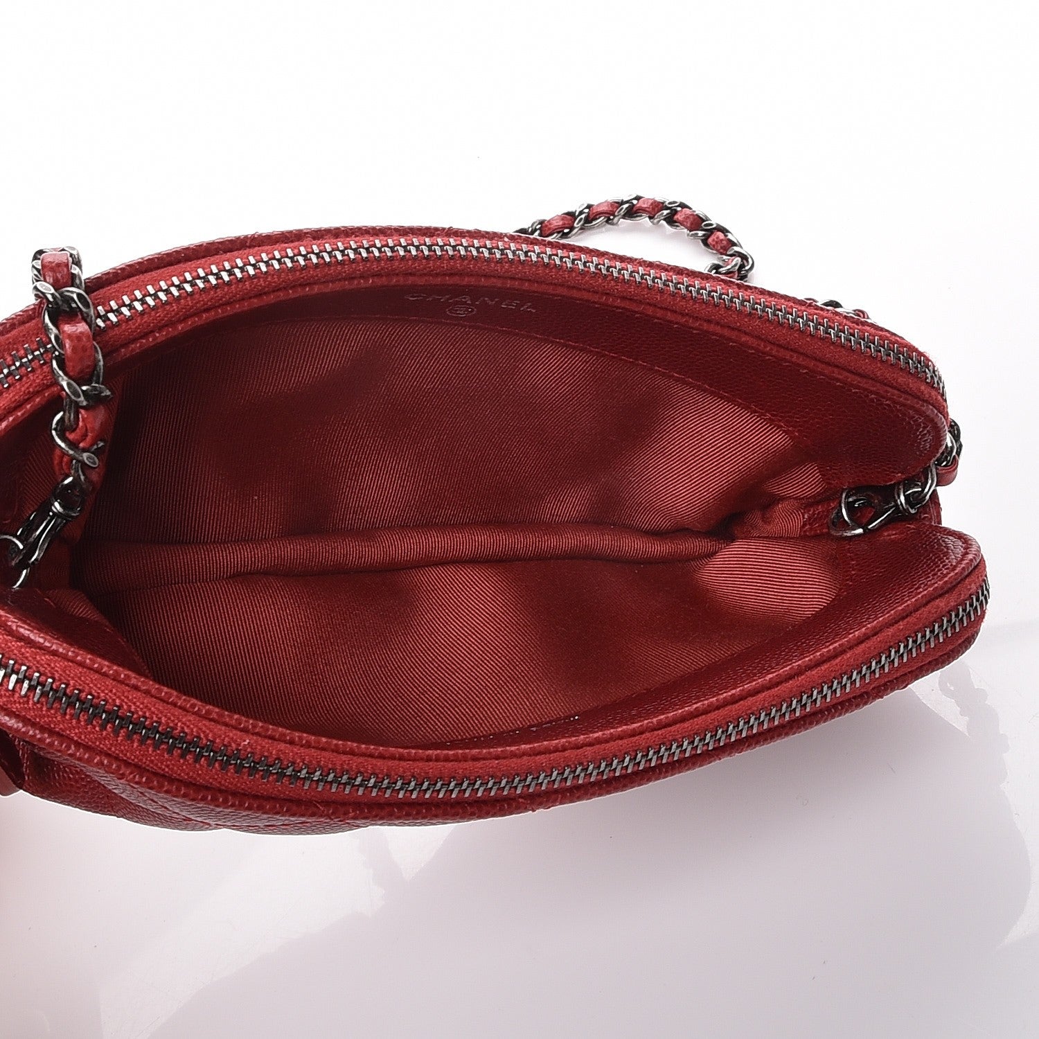 Chanel Caviar Quilted Small Clutch With Chain Red 5 of 10