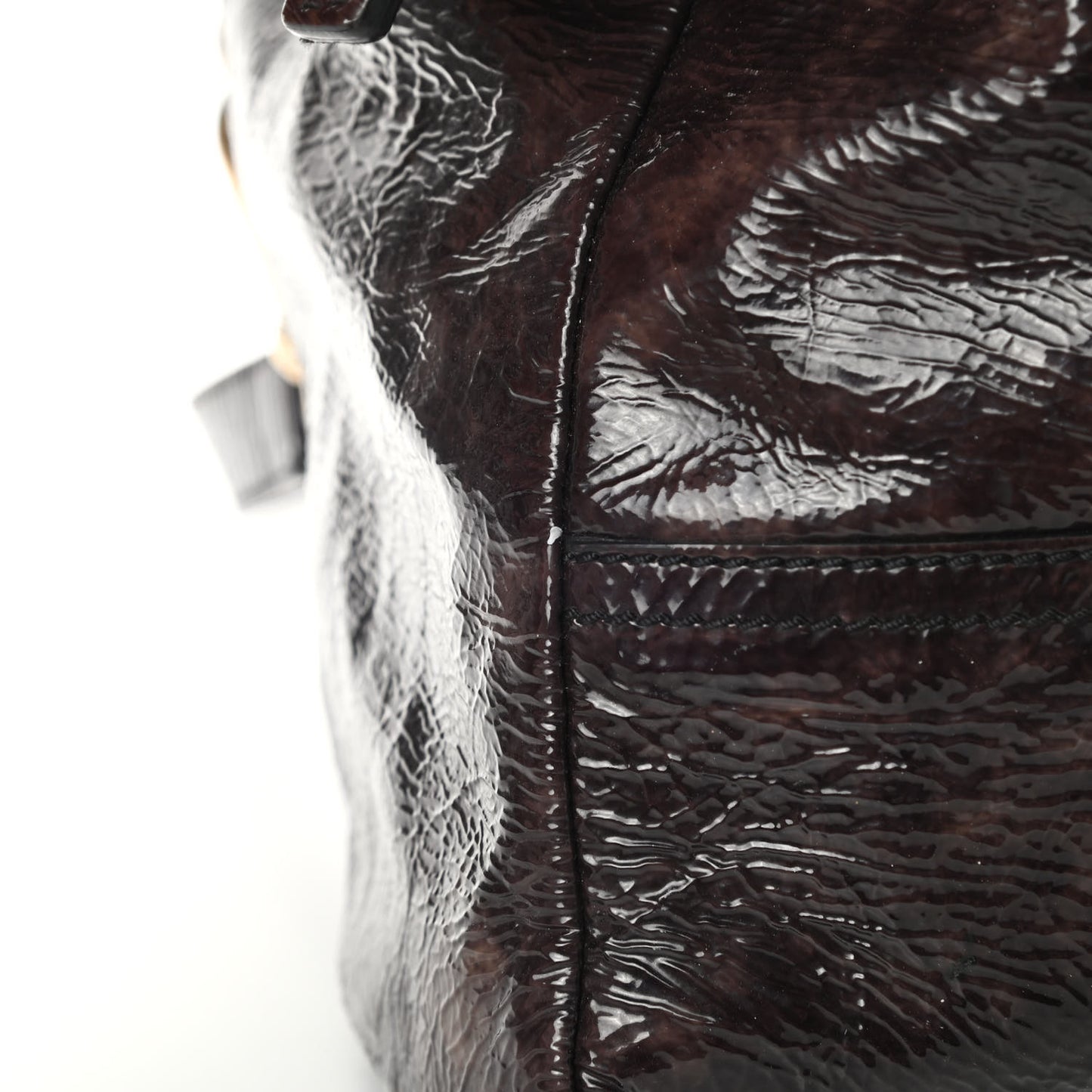 Crinkled Patent Medium Pandora Bag Aubergine