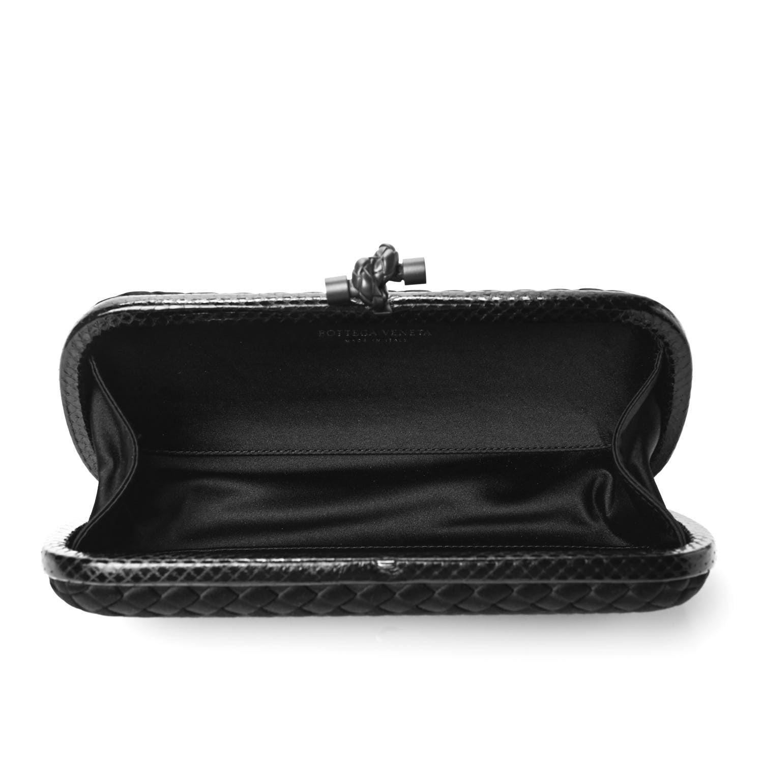 Bottega Veneta Satin Ayers Intreccio Impero Stretch Knot Clutch Black 4 of 4