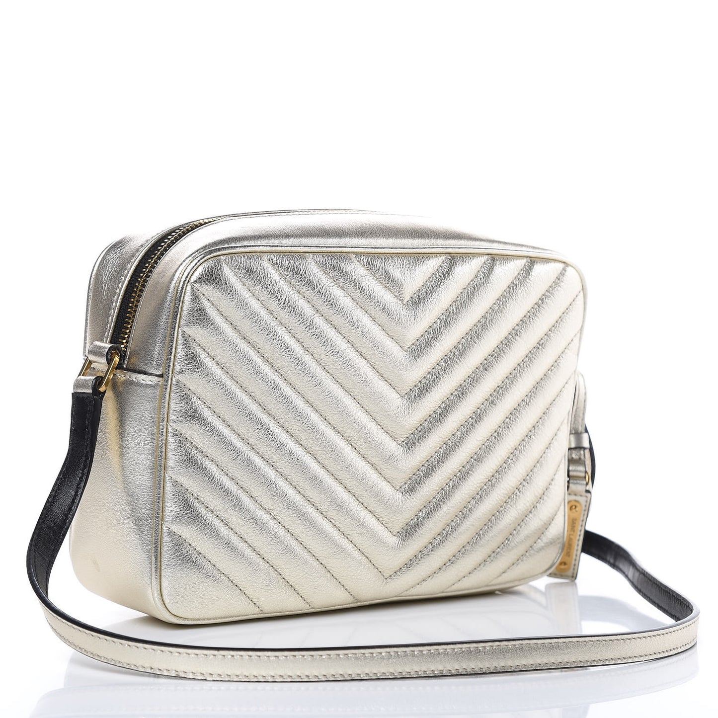 Metallic Calfskin Matelasse Monogram Lou Camera Bag Platino