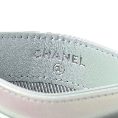 Chanel Iridescent Calfskin Quilted Card Holder Light Blue 6 of 8