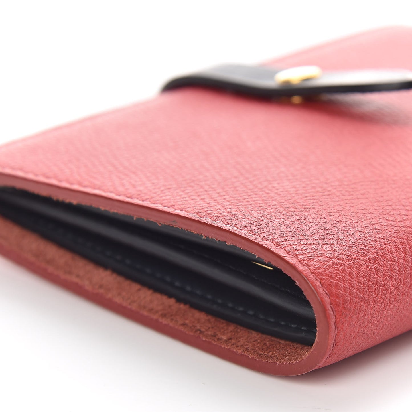 Grained Calfskin Medium Multifunction Strap Wallet Coquelicot