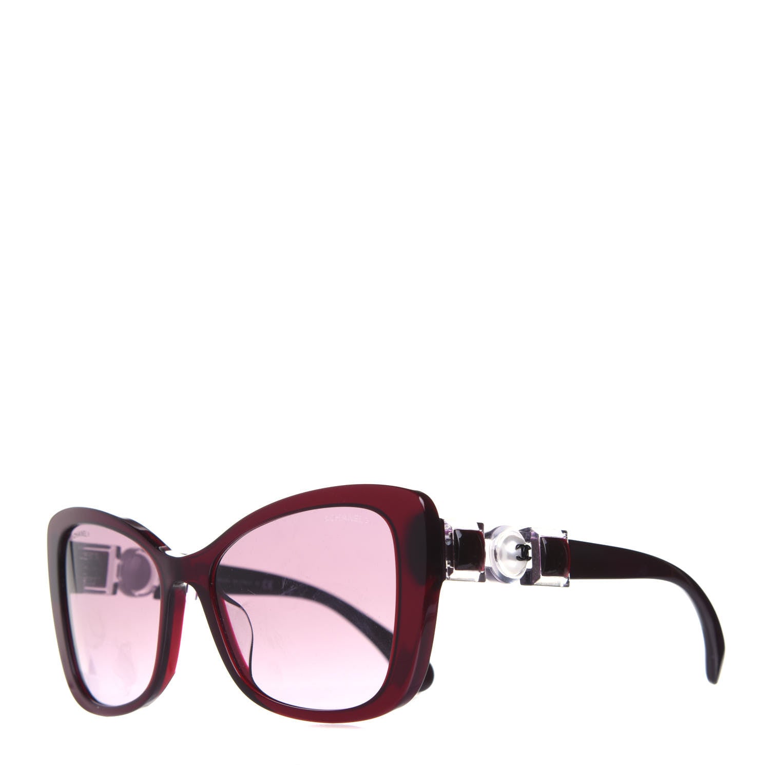 Chanel Acetate Pearl Butterfly Sunglasses 5445-H-A Dark Red 1 of 8