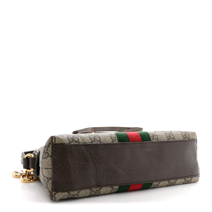 Gucci GG Supreme Monogram Textured Dollar Calfskin Web Small Ophidia Dome Shoulder Bag Beige Ebony New Acero 4 of 15