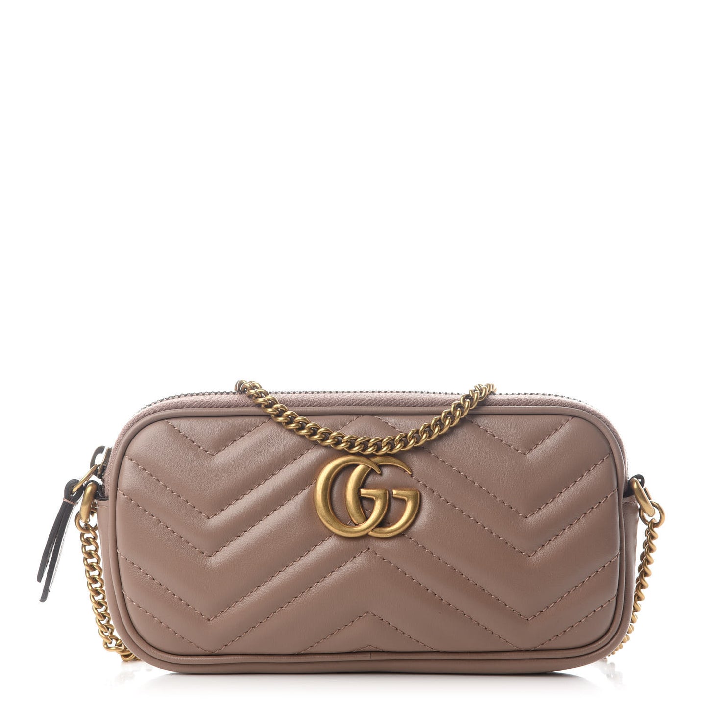 Calfskin Matelasse Mini GG Marmont Chain Crossbody Bag Porcelain Rose