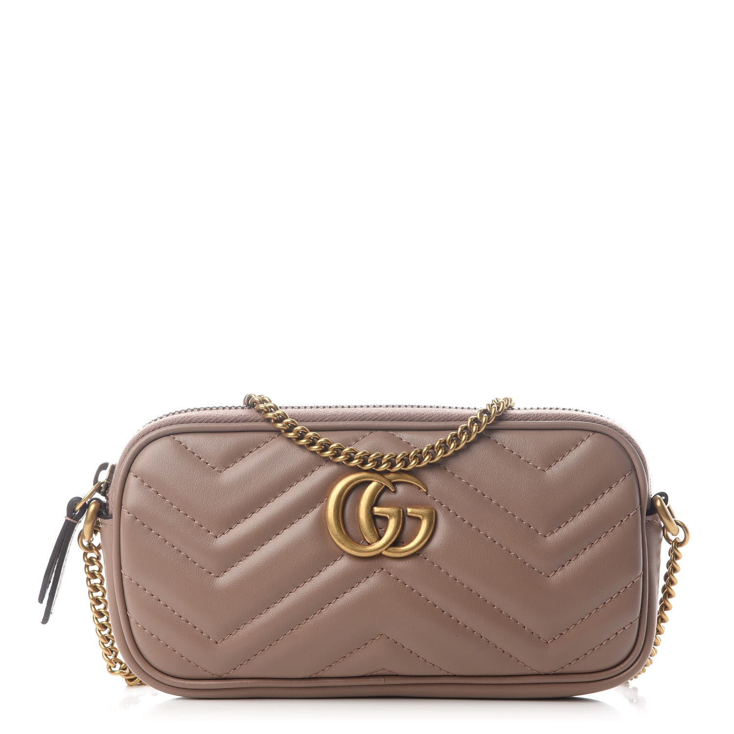 Gucci Calfskin Matelasse Mini GG Marmont Chain Crossbody Bag Porcelain Rose 1 of 9