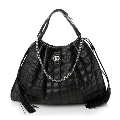 Gucci Calfskin Quilted Large Deco Tote Bag Black 1 of 11