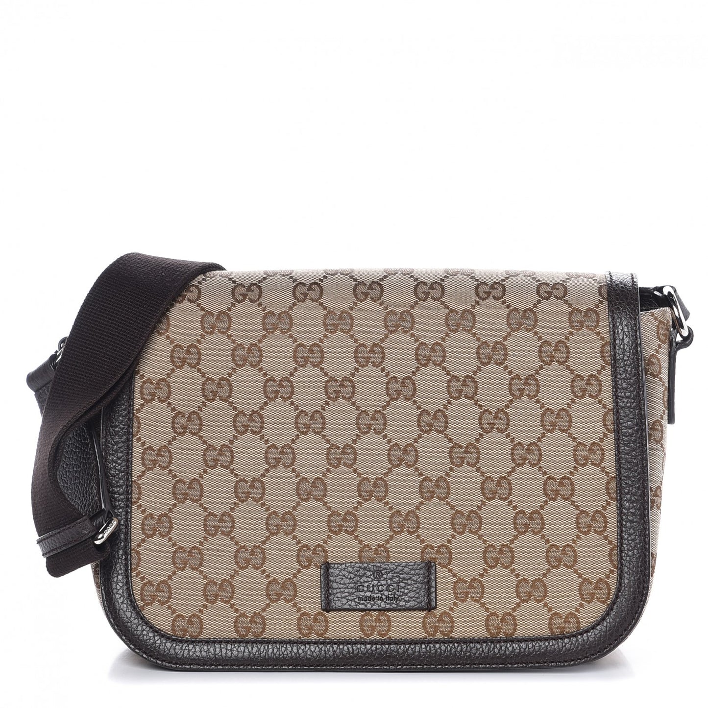 Monogram Flap Messenger Bag Beige Dark Brown