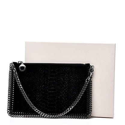 Stella McCartney Metallic Snake Embossed Velvet Falabella Clutch Black 7 of 7