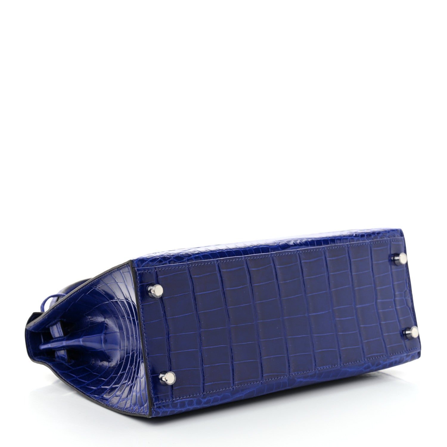 Hermes Shiny Niloticus Crocodile Kelly Sellier 28 Bleu Electrique 4 of 12