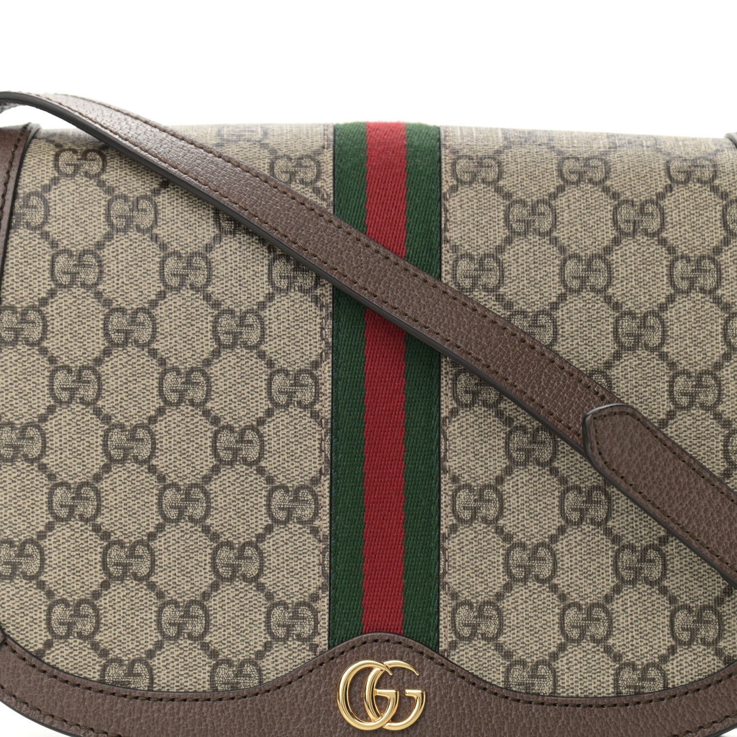 Gucci GG Supreme Monogram Web Small Ophidia Flap Messenger Bag Brown 8 of 10