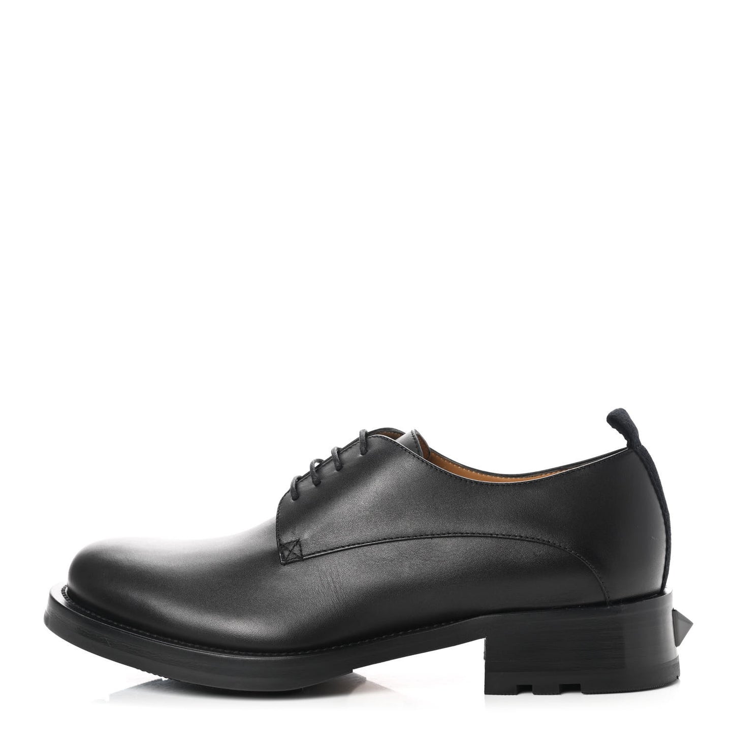 Calfskin Mens Derby Roman Stud Loafers 43 Black