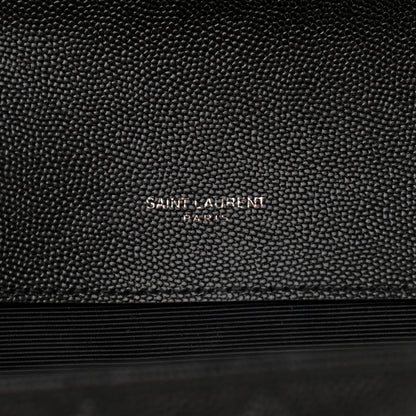Saint Laurent Grain De Poudre Textured Mixed Matelasse Large Triquilt Monogram Monochrome Satchel Black 6 of 13