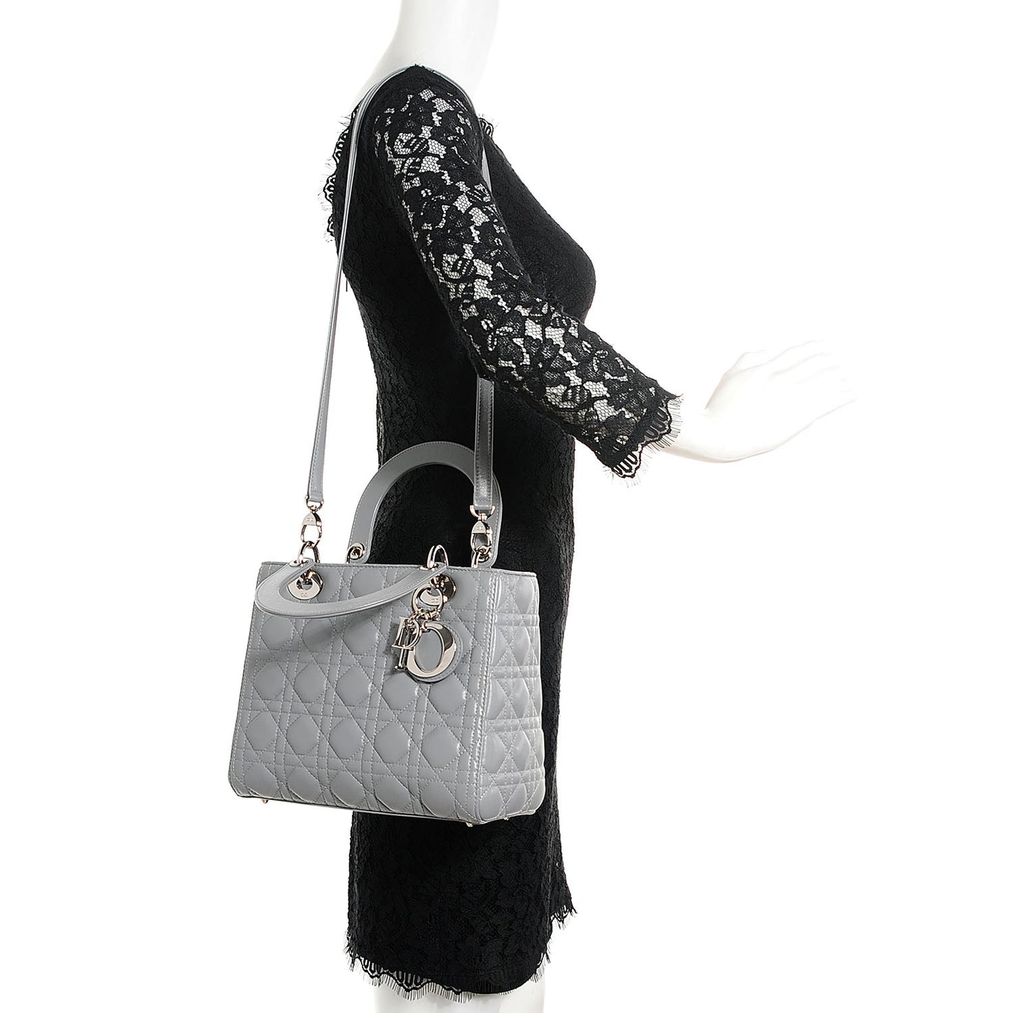 Lambskin Cannage Medium Lady Dior Grey