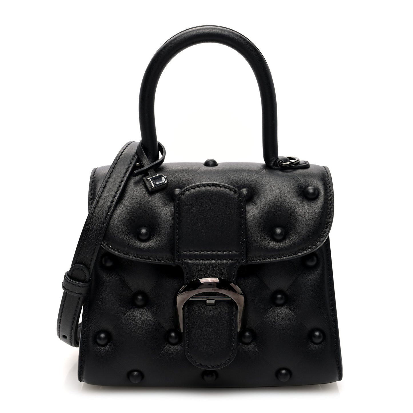 Grained Rodeo Calfskin Quilted Mini Brillant Satchel Black