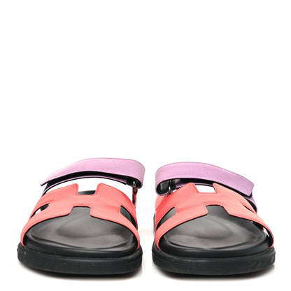 Hermes Satin Crepe Chypre Sandals 37.5 Rose Peche Violet Petale 3 of 12