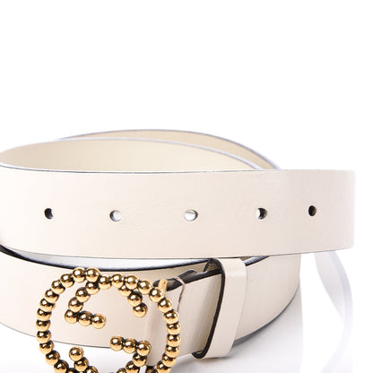 Gucci Margaux Calfskin Studded Interlocking G 30mm Belt 90 36 Mystic White 4 of 7