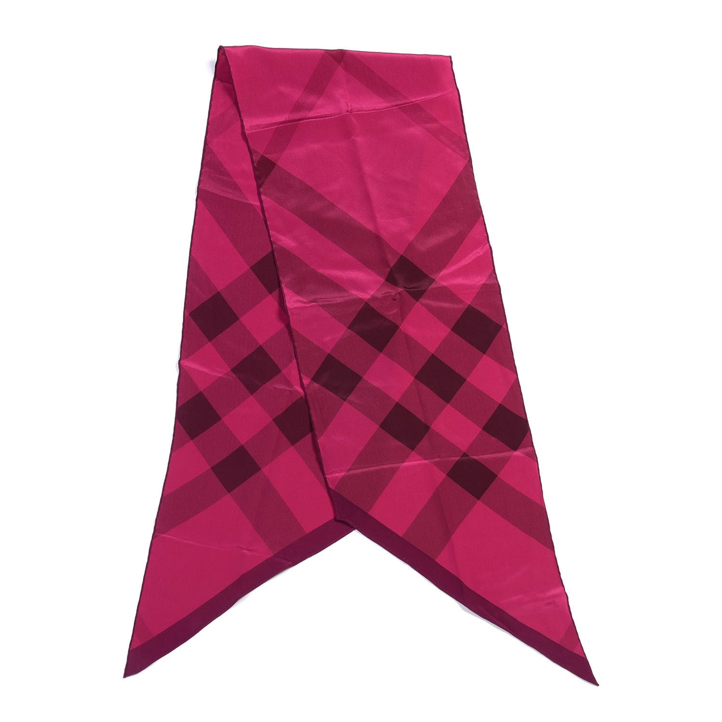 Silk Check Slim Scarf Pink