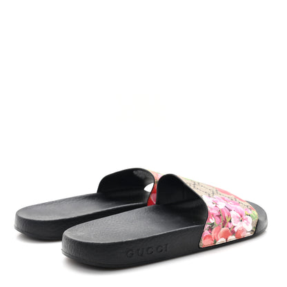 Gucci GG Supreme Monogram Blooms Slide Sandals 38 Beige Multicolor 5 of 9