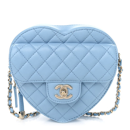 Chanel Lambskin Quilted CC In Love Heart Bag Light Blue 1 of 12