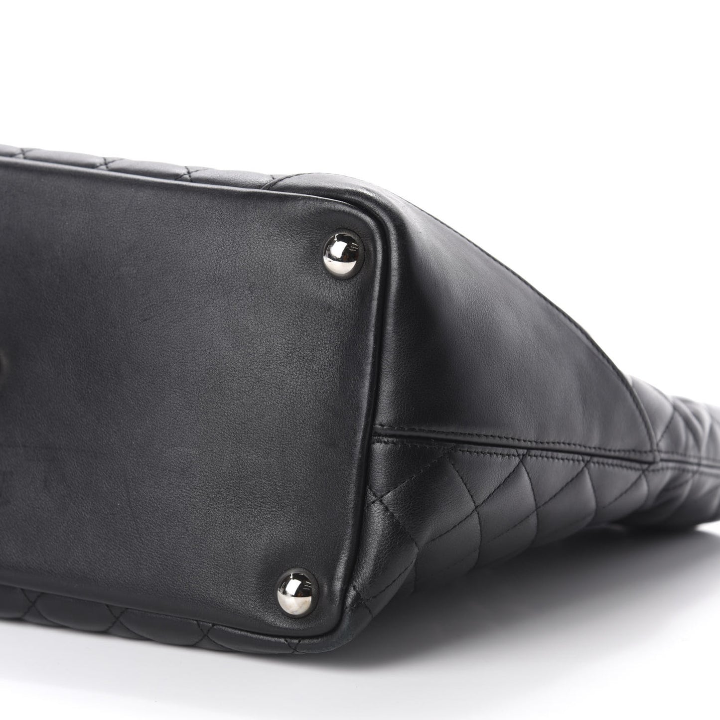 Calfskin Quilted Large Cambon Tote Black White