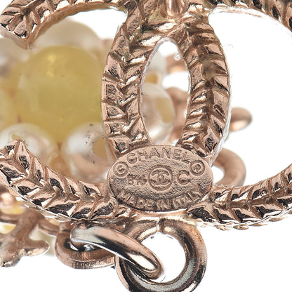 Chanel Resin Crystal CC Camellia Drop Earrings Gold Beige 4 of 4