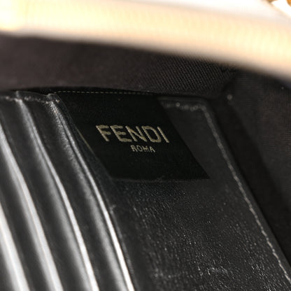 Fendi Vitello Catalan Mirror Logo Embossed Medium Wallet On Chain Argento 6 of 17