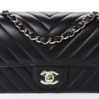 Chanel Lambskin Chevron Quilted Mini Rectangular Flap Black 10 of 11