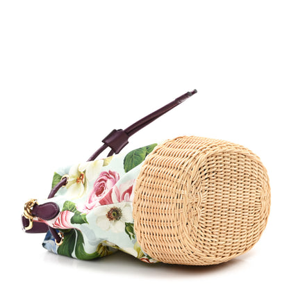Dolce & Gabbana Wicker Canvas Floral Print Millennials Bucket Bag Multicolor 4 of 9