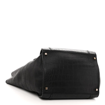 Celine Crocodile Embossed Calfskin Large Phantom Luggage Black 4 of 12