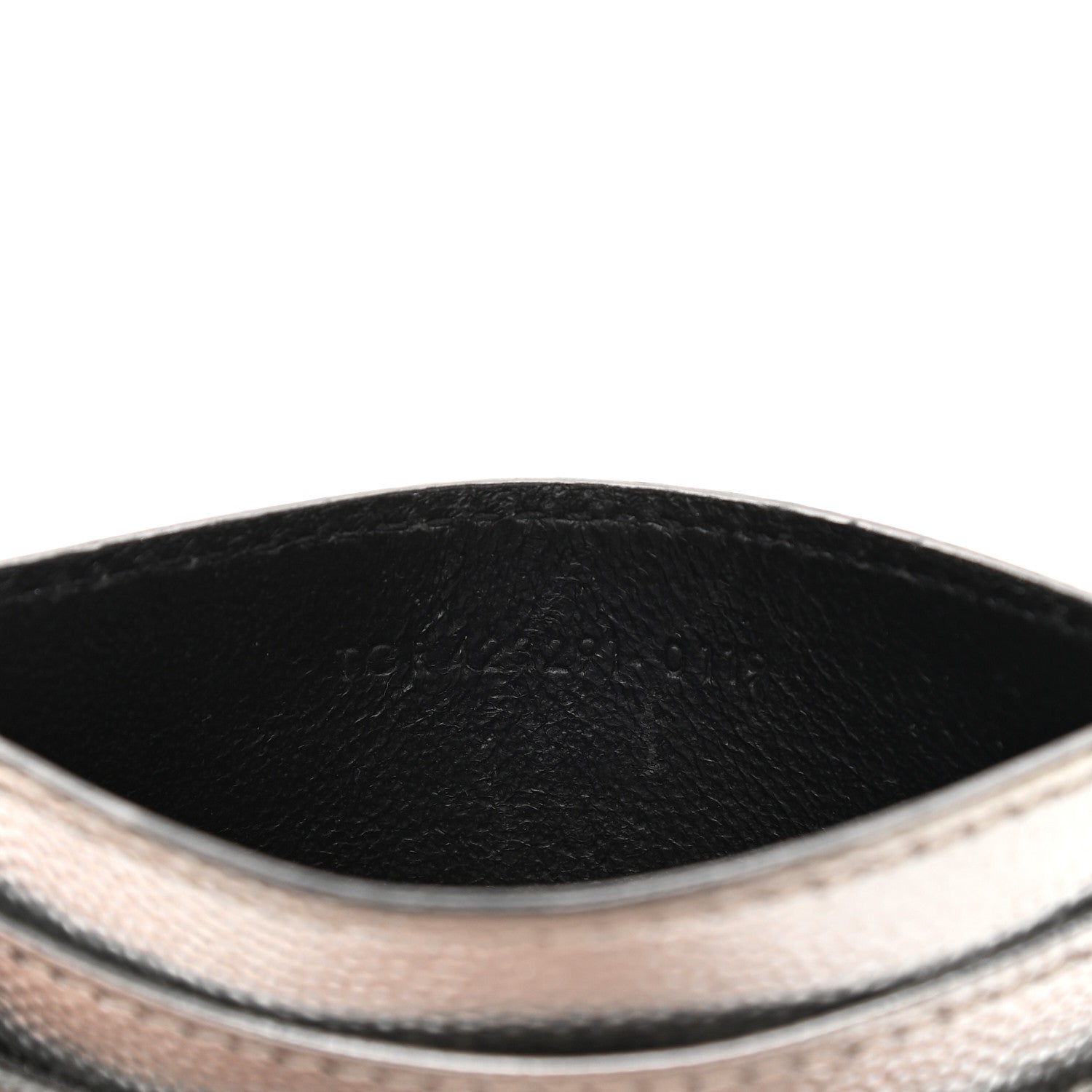 Saint Laurent Metallic Grain De Poudre Matelasse Chevron Monogram Credit Card Case Argento 7 of 7