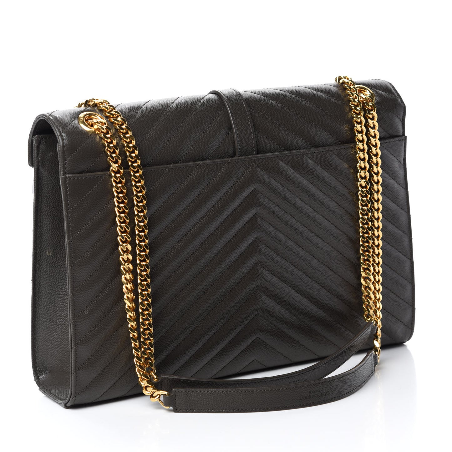 Grain De Poudre Matelasse Chevron Large Monogram Satchel Bronze