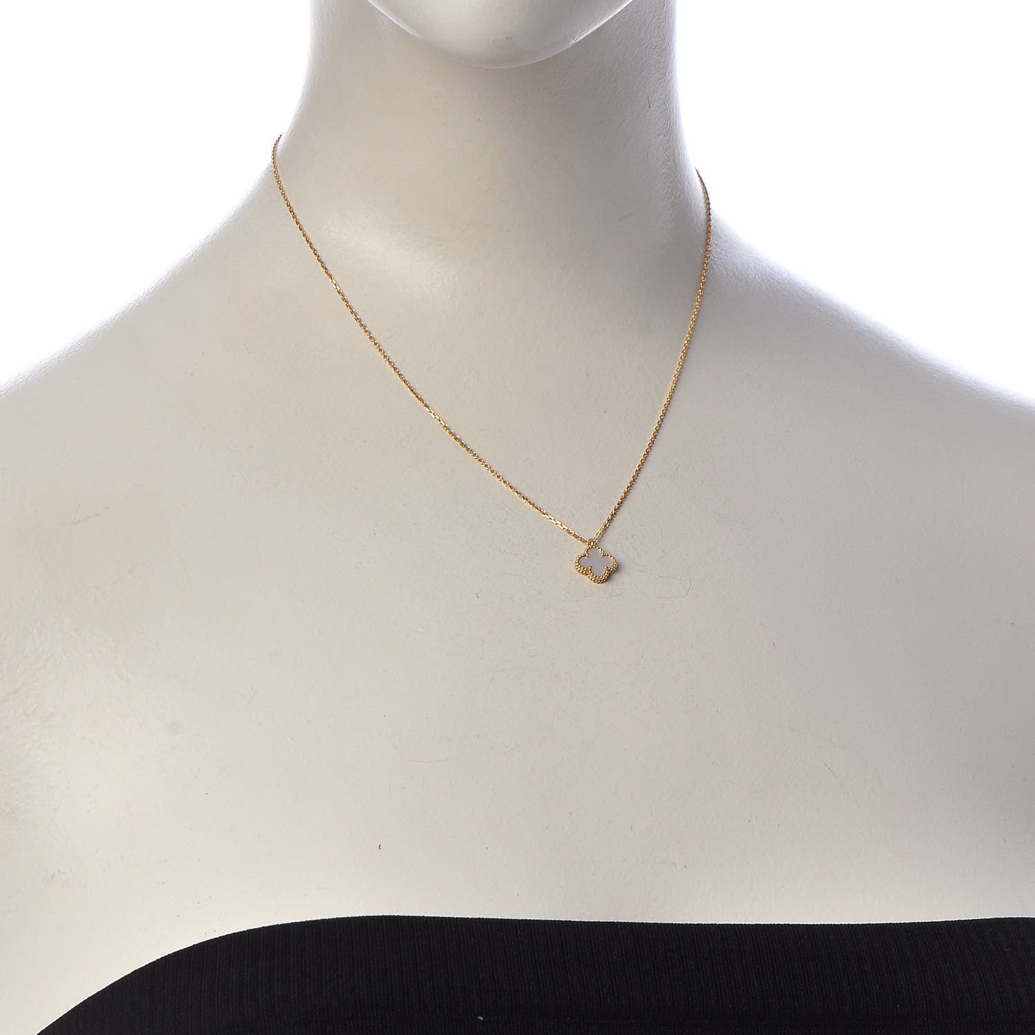 Van Cleef & Arpels 18K Yellow Gold Mother of Pearl Sweet Alhambra Pendant Necklace 2 of 8