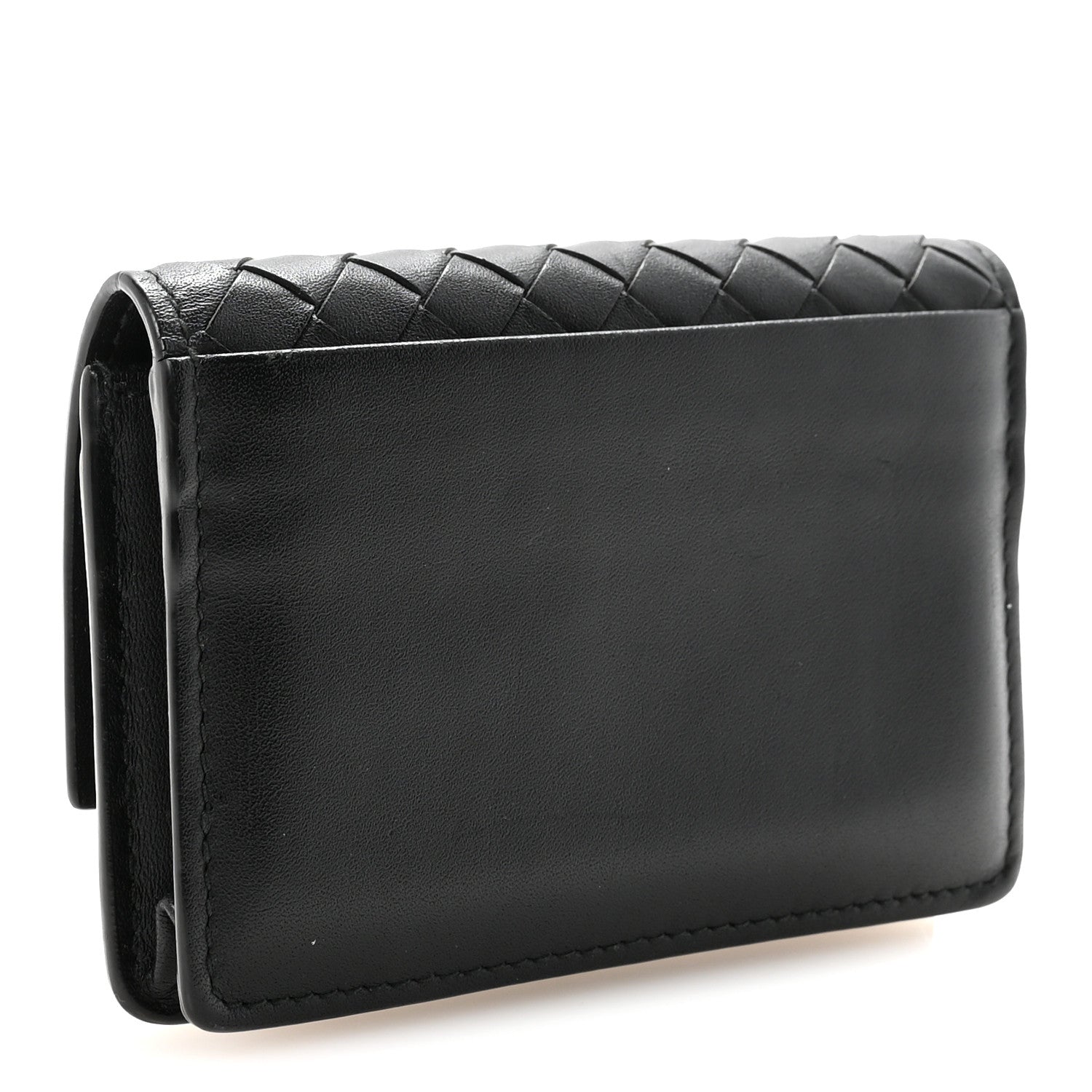 Bottega Veneta Calfskin Intrecciato Flap Card Case Black 3 of 7