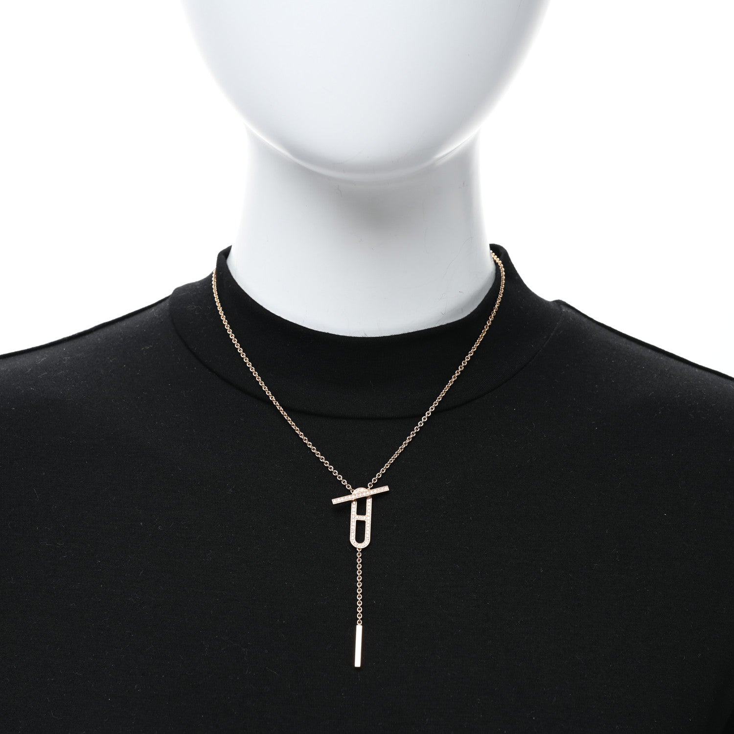 Hermes 18K Rose Gold Diamond PM Ever Chaine D'Ancre Necklace ST 2 of 5