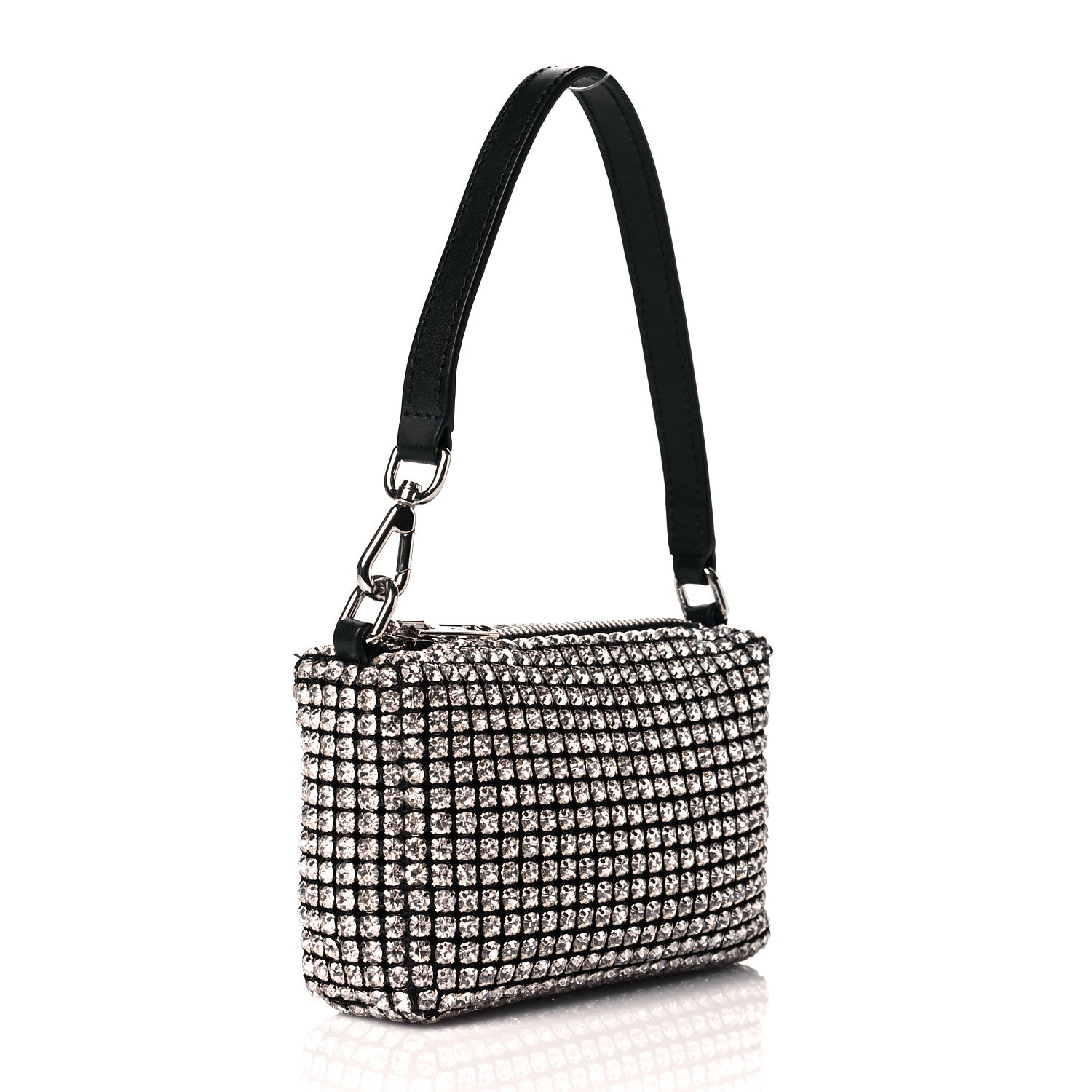 Alexander Wang Mesh Crystal Rhinestone Mini Heiress Pouch Black Silver 3 of 11