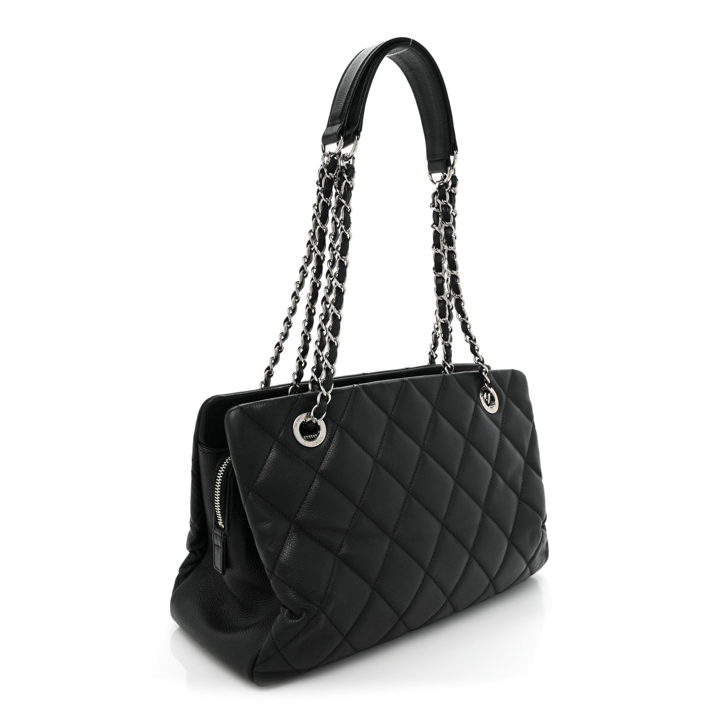 Caviar Quilted Timeless CC Shopping Tote Black