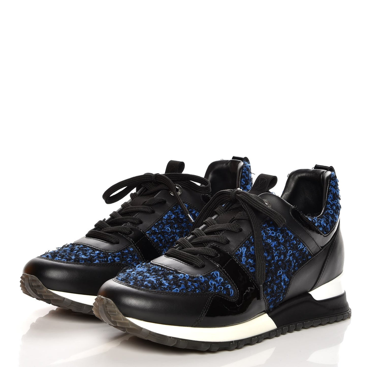 Calfskin Tweed Run Away Sneakers 37.5 Blue