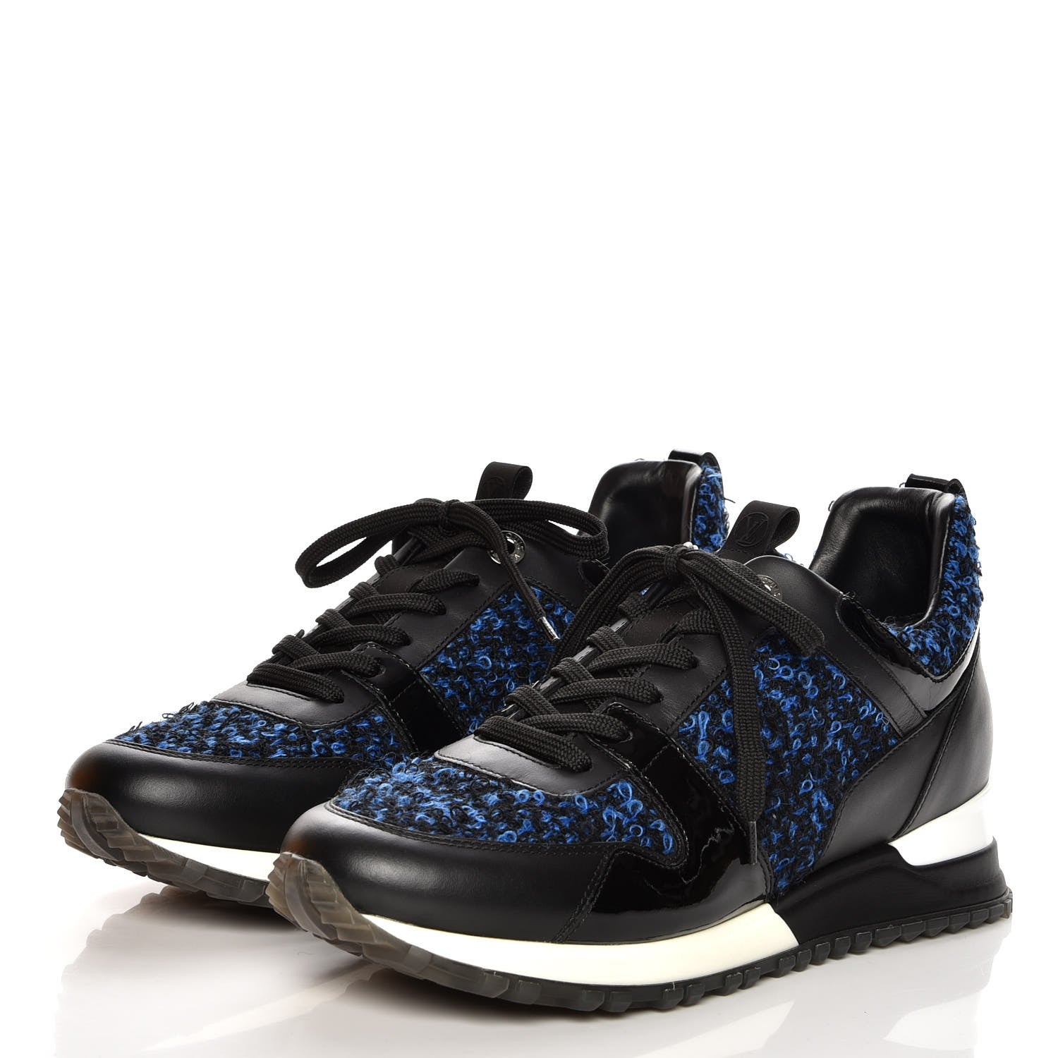 Louis Vuitton Calfskin Tweed Run Away Sneakers 37.5 Blue 3 of 8