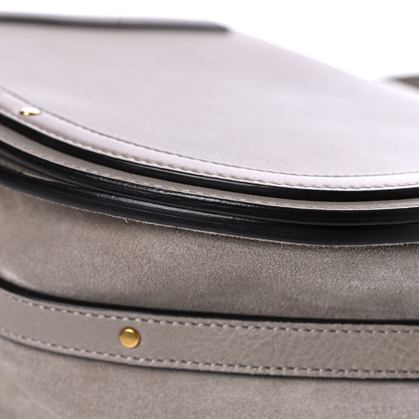 Calfskin Suede Medium Nile Bracelet Bag Motty Grey