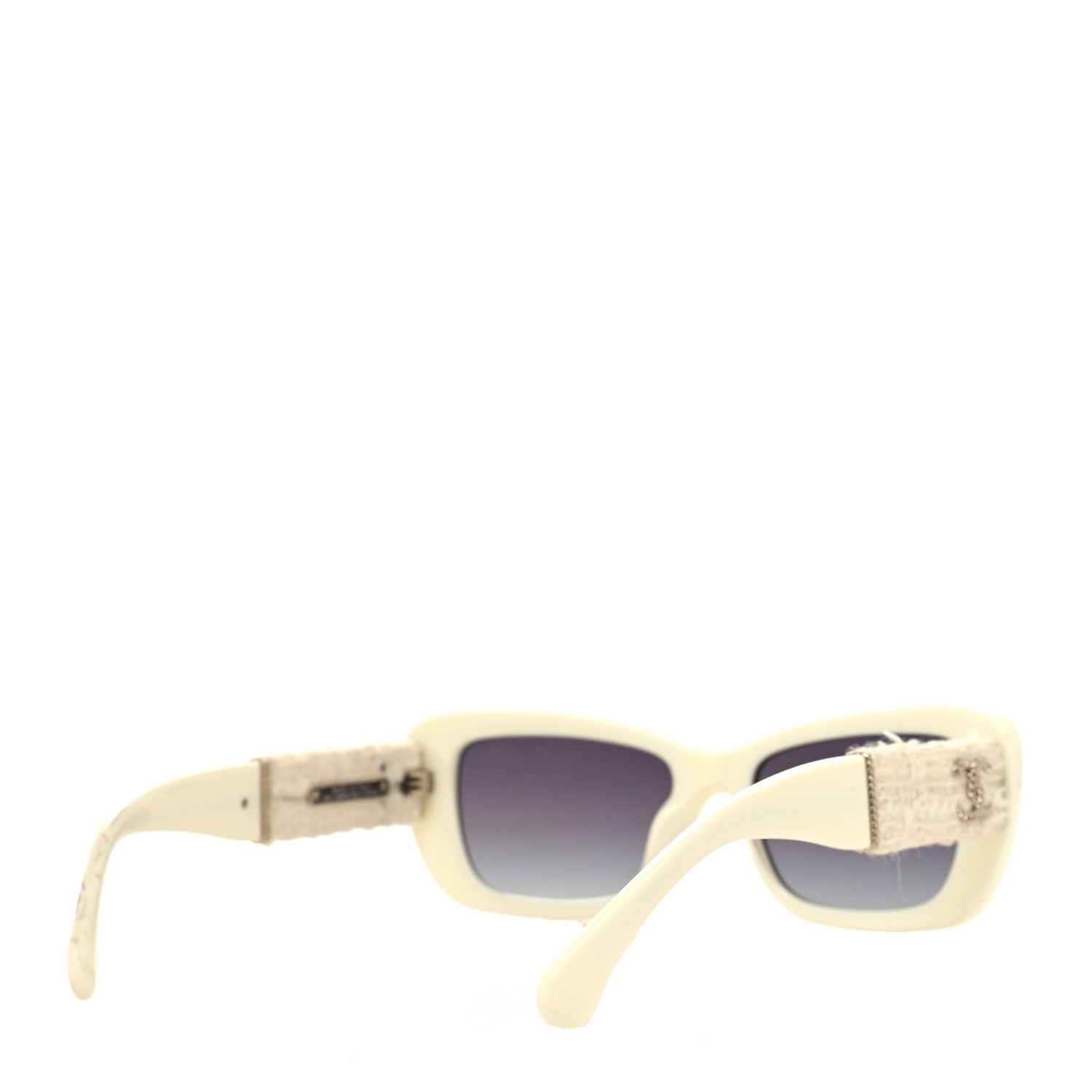 Chanel Acetate Tweed Wool CC Rectangle Sunglasses 5514 White 4 of 9