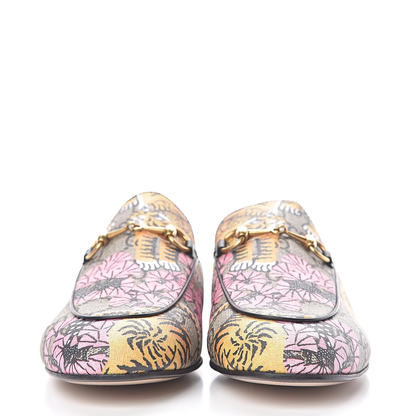 GG Supreme Monogram Bengal Womens Princetown Slippers 38 Beige Crop Pink