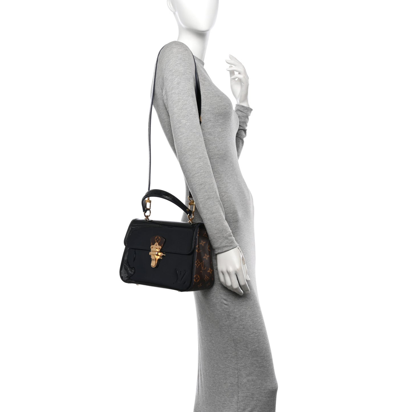 Patent Calfskin Monogram Cherrywood PM Black
