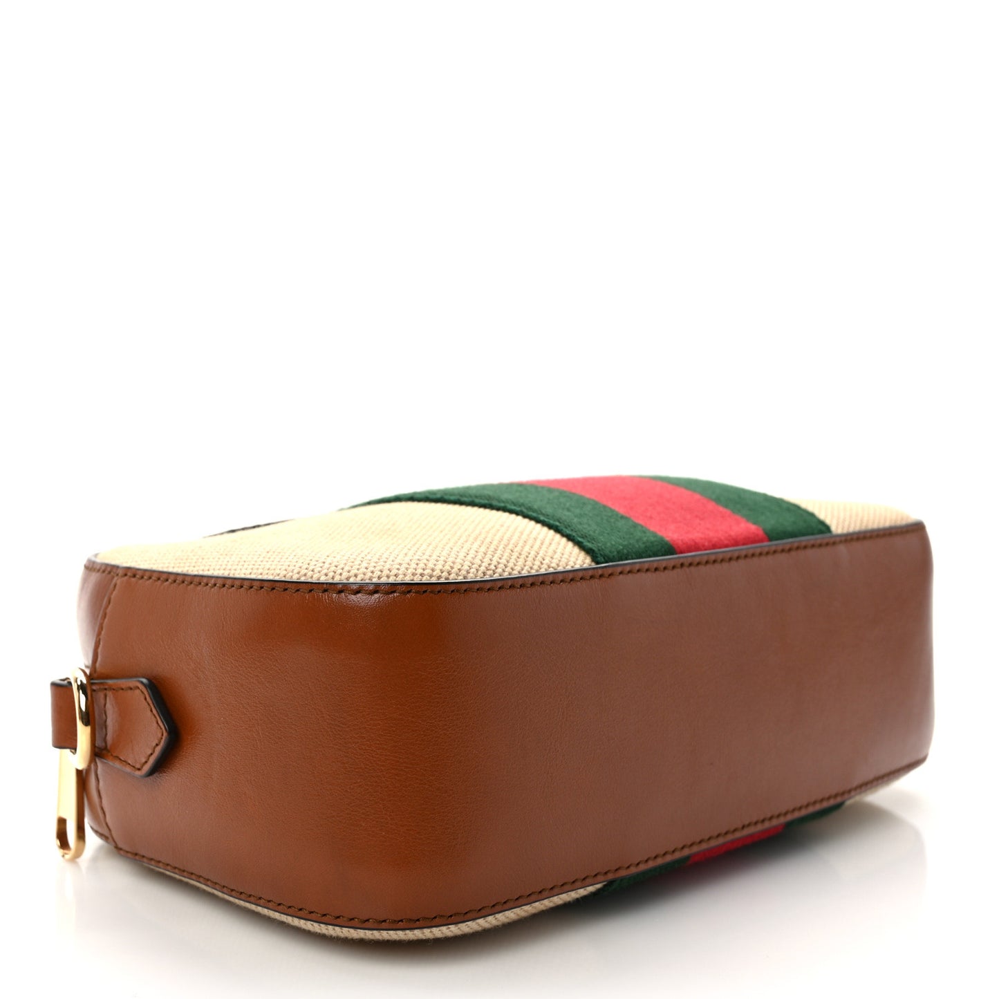 Vintage Canvas Web Shoulder Bag Sand Cuir