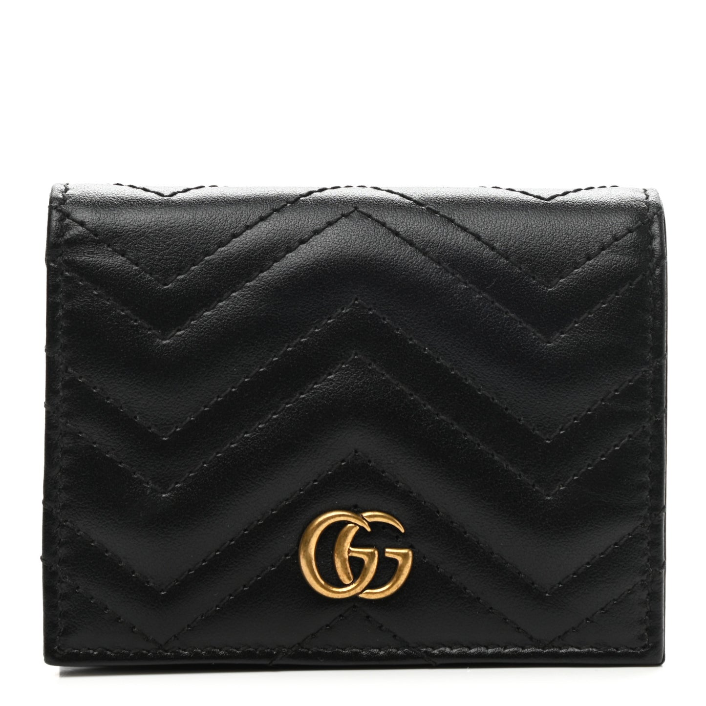 Calfskin Matelasse GG Marmont Card Case Wallet Black