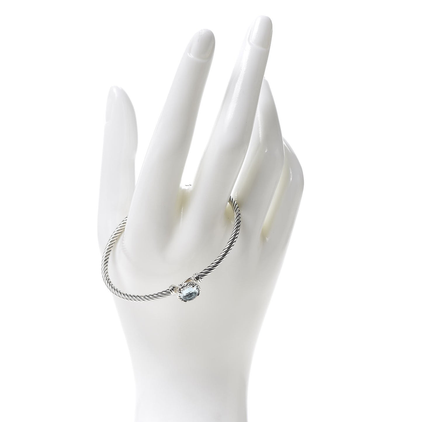 Sterling Silver Blue Topaz 3mm Chatelaine Bracelet