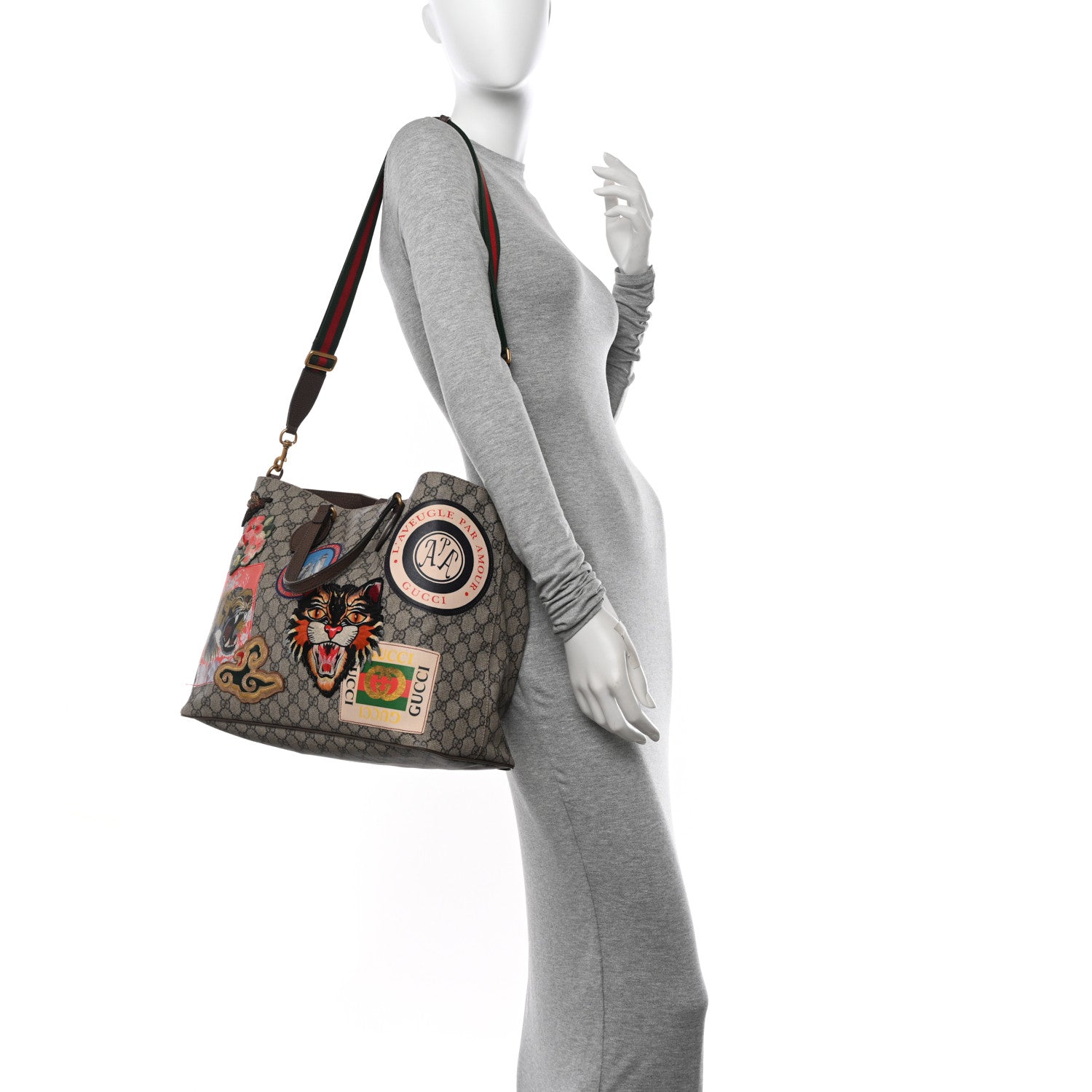 Gucci Soft GG Supreme Monogram Courrier Medium Crossbody Tote Beige New Acero 2 of 16