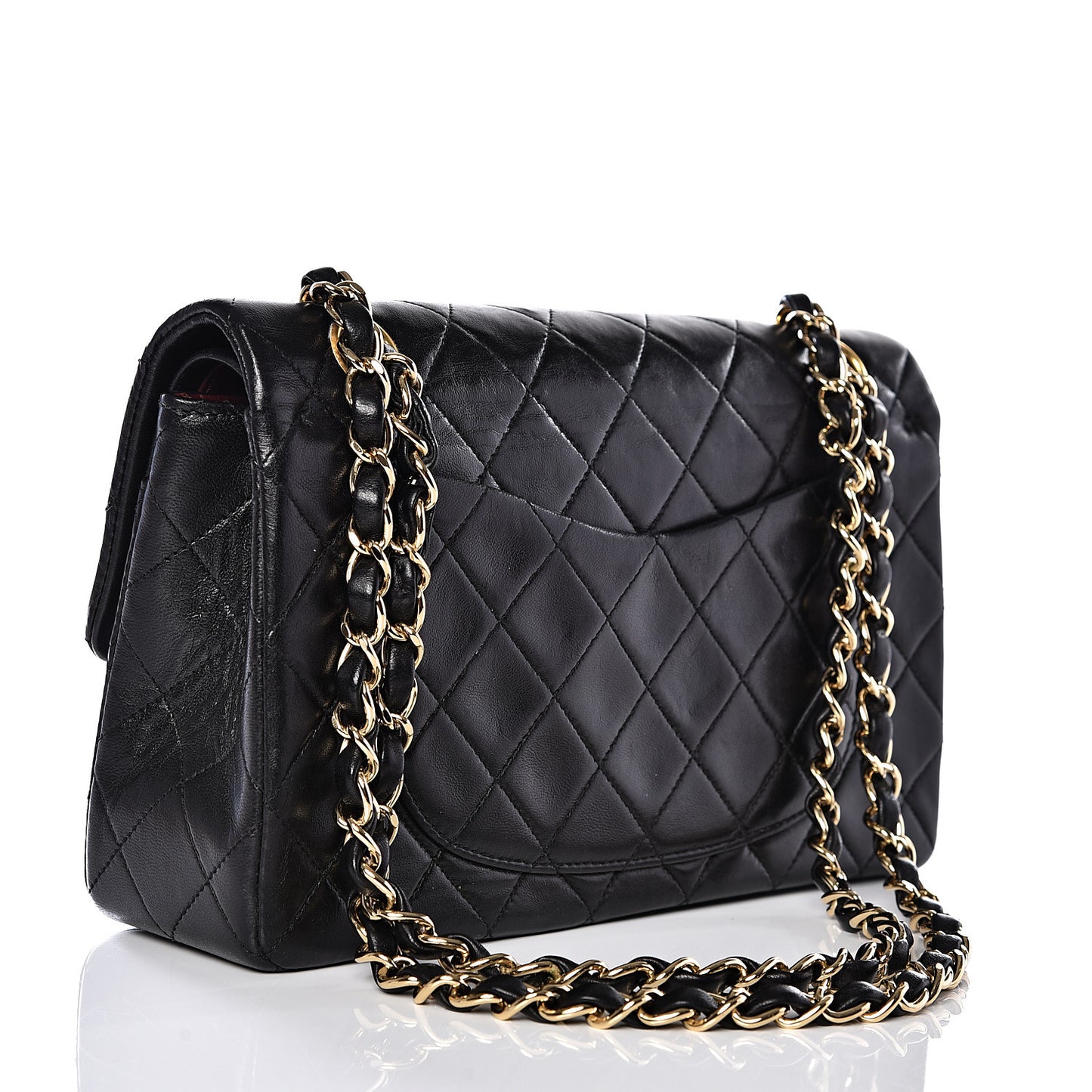 Lambskin Quilted Small Double Flap Black