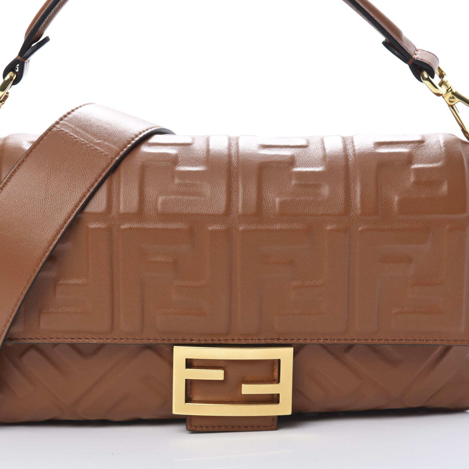Fendi Nappa FF 1974 Embossed Baguette Coloniale 8 of 11