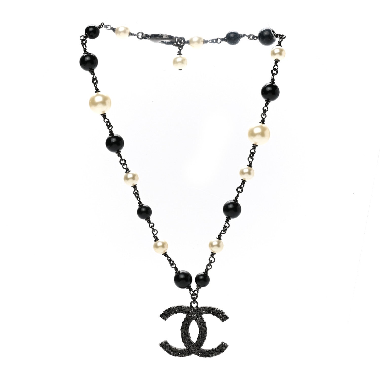 Chanel Ruthenium Beaded CC Short Necklace Black 3 of 6